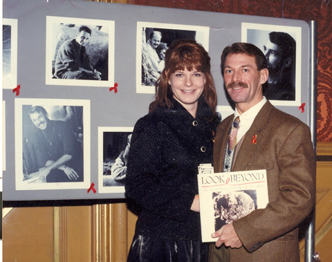 Look Beyond: The Faces & Stories of People with HIV/AIDS - Book Launch - MIchelle Valberg presenting Bradford McIntyre with Look Beyond: The Faces & Stories of People with HIV/AIDS - November 28th 1996