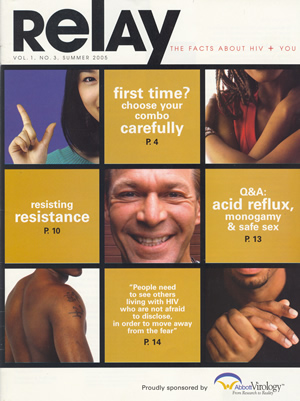 RelAY THE FACTS ABOUT HIV + YOU - July/August 2005 Cover - Center Photo - Bradford McIntyre