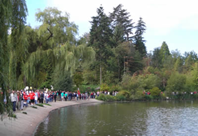 Photo: AIDS Walk for Life - AIDS WALK marchers walk along side Lost Lagoon in Stanley Park - September 28th 2007 -Vancouver, Canada