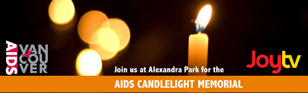 Banner: Vancouver AIDS Candlelight Memorial -May 22, 2016 - www.aidsvancouver.org