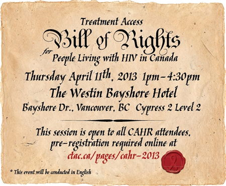 Bill of Right - Canadian Treatment Action Council (CTAC) - www.ctac.ca