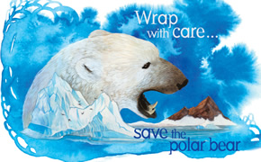 Wrap with care... save the polar bear. POLAR BEAR: The international icon of global warming, the polar bear is going extinct as the Arctic sea ice melts beneath its feet due to the greenhouse gas emissions of 6.8 billion people, especially those in high-consumption nations like the United States. The bear was put on the endangered species list in 2008.