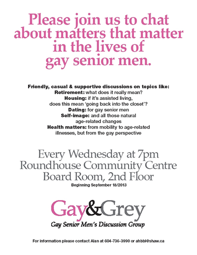 Poster: Gay&Gray Gay Men's Discussion Group