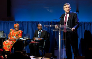 United Nations Special Envoy for Global Education Gordon Brown speaking at the event.