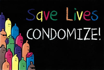 Save Lives CONDOMIZE! - IDPH Condom Campaign Graphic - www.idph.state.il.us