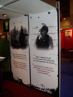 Photo: AIDS 2006: Canada Booth - Poster captions: When I arrived at the Dr. Peter Centre it was the first time in my life that I trusted someone.- & - When I stepped into the Dr. Peter Center I felt nothng but care and compassion all around