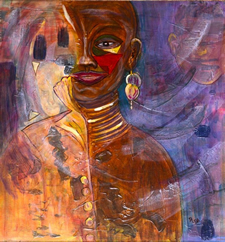 The Face of Africa - Acrylic Collage - by Donna D'Aquino, Delta, BC
