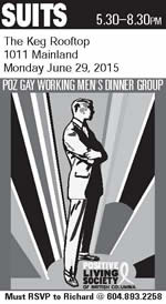Suits - Poz Gay Working Men's Dinner Group - Monday, June 29, 2015 - Yaletown Keg - www.positivelivingbc.org