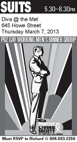 SUITS Dinner - Match 7, 2013 - POZ GAY WORKING MEN'S DINNER GROUP - www.positivelivingbc.org
