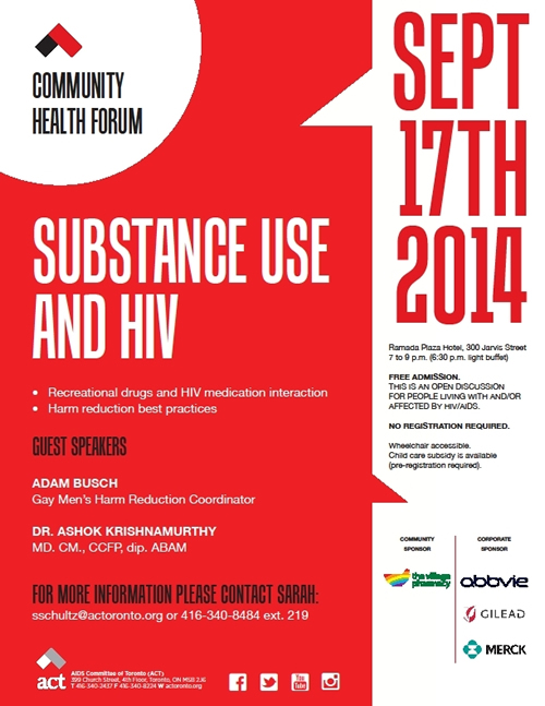 Poster: SUBSTANCE USE AND HIV - AIDS Committee of Toronto (ACT) - actoronto.org