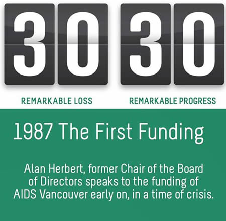 The 30 30 Campaign - 1987 The First Funding - Alan Herbert, former Chair of the Board of Directors speaks to the funding of AID Vancouver early on, in a time of crisis. 3030.AIDSVancouver.org