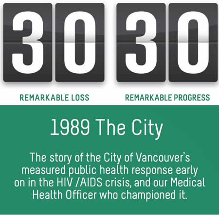 The 30 30 Campaign - 1989 The City - The Story of the City of Vancouver's measured public health response early on in the HIV/AIDS crisis, and our Medical health Officeer who championed it. 030.AIDSVancouver.org