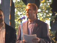 Bradford McIntyre, Opening Speaker, at the 20th Annual International AIDS Candlelight Vigil, May 25, 2003, Alexandra Park, Vancouver, B.C., Canada.