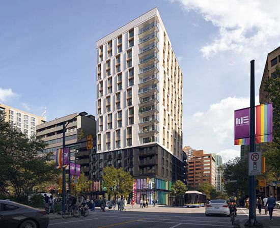 The new building at 981 Davie Street in Vancouver, located in the heart of Davie Village. The new building at 981 Davie Street in Vancouver, located in the heart of Davie Village.