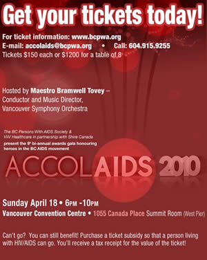 Poster: AccolAIDS 2010 - Get your tickets today! www.bcpwa.org