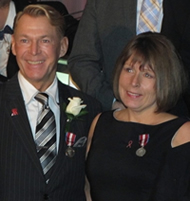 Diamond Jubilee Medal recipients, Denise Becker, Professional Speaker and Speaking Coach & Bradford McIntyre, Vice Chair, AIDS Vancouver Board of Directors.