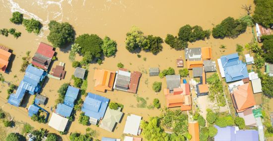 Houses submerged after a flood in Thailand - Photo Credit CUNY SPH