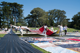 Ceremonial Unfolding of the Quilt at Historic Display, June 11-12, 2022.