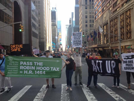 ACT UP New York rallied outside Secretary Hillary Clintons fundraiser. 