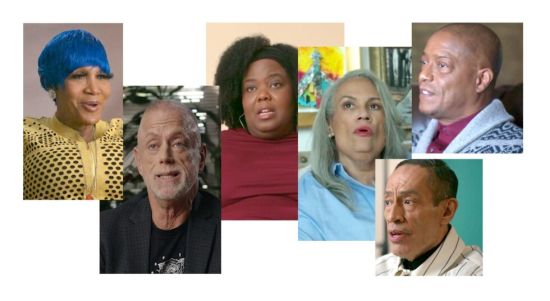 Caprice Carthans, Jeff Berry, Evany Turk, Rae Lewis-Thornton, Martin J. Gonzales Rojas, and Sanford E. Gaylord in the documentary HIV and the Journey Toward Zero.