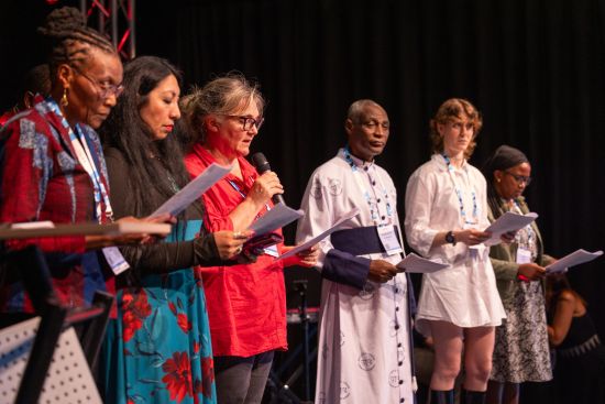 Photo: Faith leaders reading pledges on behalf of those present. Photo: MCK/WCC Faith leaders reading pledges on behalf of those present. Photo: MCK/WCC
