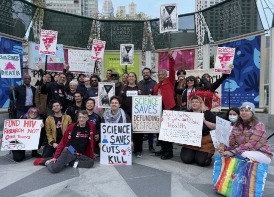 HIV Action Network at CROI Save Our Sciences rally, March 10, 2025 (Liz Highleyman)