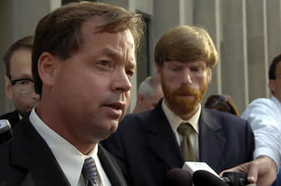 John Plater, right, who fought tirelessly for victims of the tainted blood scandal, is seen with Michael McCarthy, a hemophiliac who contracted hepatitis C in 1984 from tainted blood.