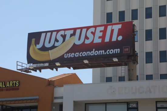 AHF's new Just Use It banana billboard in Los Angeles, CA. (Photo: Business Wire)