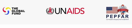 Logos: The Global Fund, UNAIDS, &PEPFAR