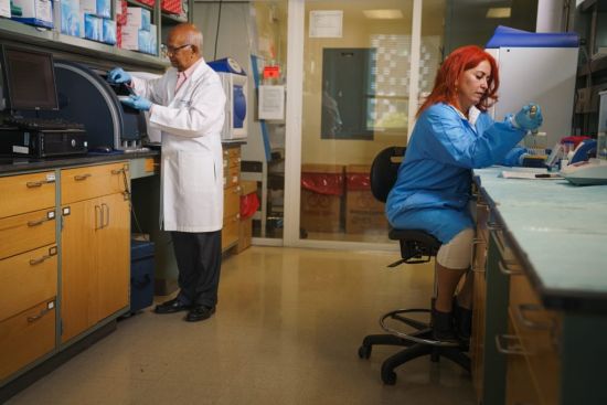 FIU Herbert Wertheim College of Medicine researchers Nair (left) and Yndart (right) in the lab. FIU Herbert Wertheim College of Medicine researchers Nair (left) and Yndart (right) in the lab.