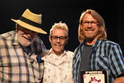 Older Than What? Documentary Short cast members Glenn Saunders (Left) and Bradford McIntyre (Right) with Director Steen Starr (Center) - August 18, 2017.