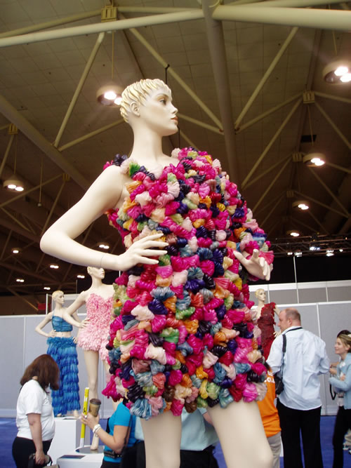 Photo: Fashion design using condoms by Adriana Bertini Fashion design using condoms by Adriana Bertini