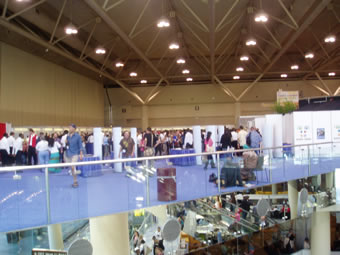 AIDS 2006: Conference delegates maneuver the multi level, 600,000 square foot, Metro Toronto Convention Centre.