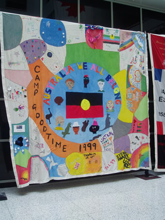 AIDS 2006 - AIDS Quilt panel - CAMP GOODTIME - AUSTRLAIA WE ALL BELONG - August 13 - 18, 2006