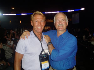 AIDS 2006 Conference delegate Bradford McIntyre, HIV+ since 1984, & New Democratic Party (NDP) Leader Jack Layton - Opening Ceremonies: AIDS 2006 - XVI international AIDS Conference - Toronto, Canada