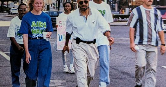 President Bill Clinton's AIDS czar Sandra Thurman and then Detroit Mayor Dennis Archer were the first to step off and start AIDS Walk Michigan - City of Detroit in 1999. Here are they just feet from the finish line. Photo: Jason A. Michael