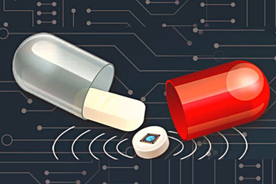 Rendering of an electronic sensor and an ingestible capsule