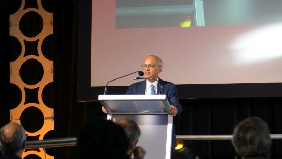 Vivek Goel, president and vice-chancellor at the University of Waterloo, giving the opening remarks at the full-day symposium on Health and Well-being for All by 2030: Application of technology to global health problems.