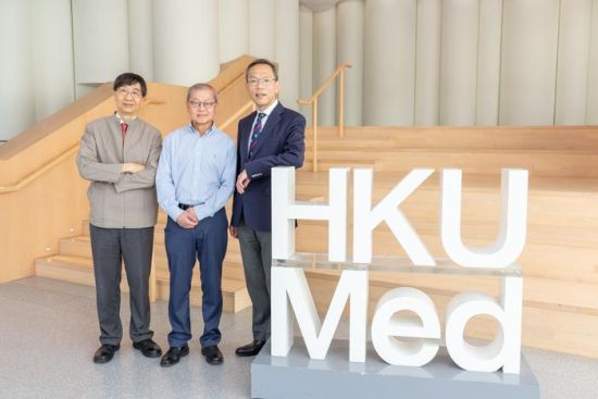 CAPTION: Professor Yuen Kwok-yung, Professor David Ho and Dean of Medicine Professor Lau Chak-sing. CREDIT: The University of Hong Kong