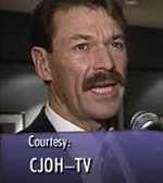 A Celebration of Life: Bradford McIntyre, Living with HIV, held a party, celebrating the Anniversary of his being told on November 28th 1985 that he only had six months to live. CJOH TV in Ottawa was there. Photo Credit: CJOH-TV.