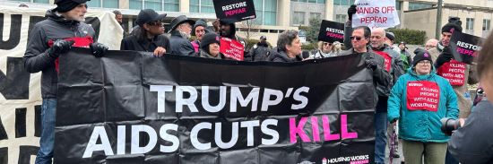 Photo: Longtime HIV activists were among those in Washington, D.C., protesting the Trump administration’s freezing of PEPFAR funds to fight global HIV on Feb. 6. Longtime HIV activists were among those in Washington, D.C., protesting the Trump administration’s freezing of PEPFAR funds to fight global HIV on Feb. 6.