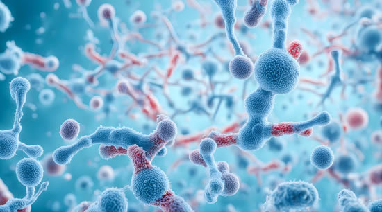 Microscopic blue bacteria background. image: �fatido | iStock