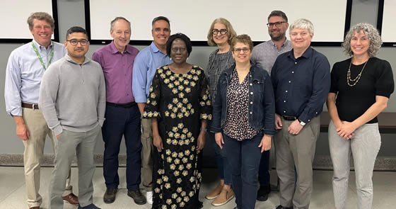 Core faculty members of the IMMUNEQUITY team. Dr. Cissy Kityo Mutuluuza (front centre), Ugandan HIV/AIDS researcher and executive director of the Joint Clinical Research Centre, visited Western in June 2025 for early planning meetings and to receive an honorary degree. (Maria Drangova/Schulich Medicine & Dentistry)