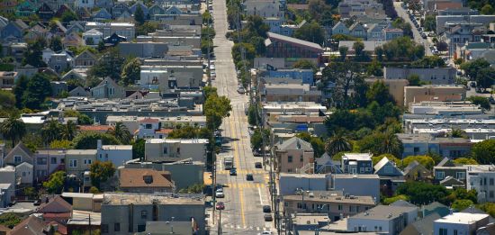 an aerial view of a neighborhood
