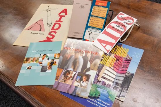 A photo of six pamphlets about AIDS and HIV